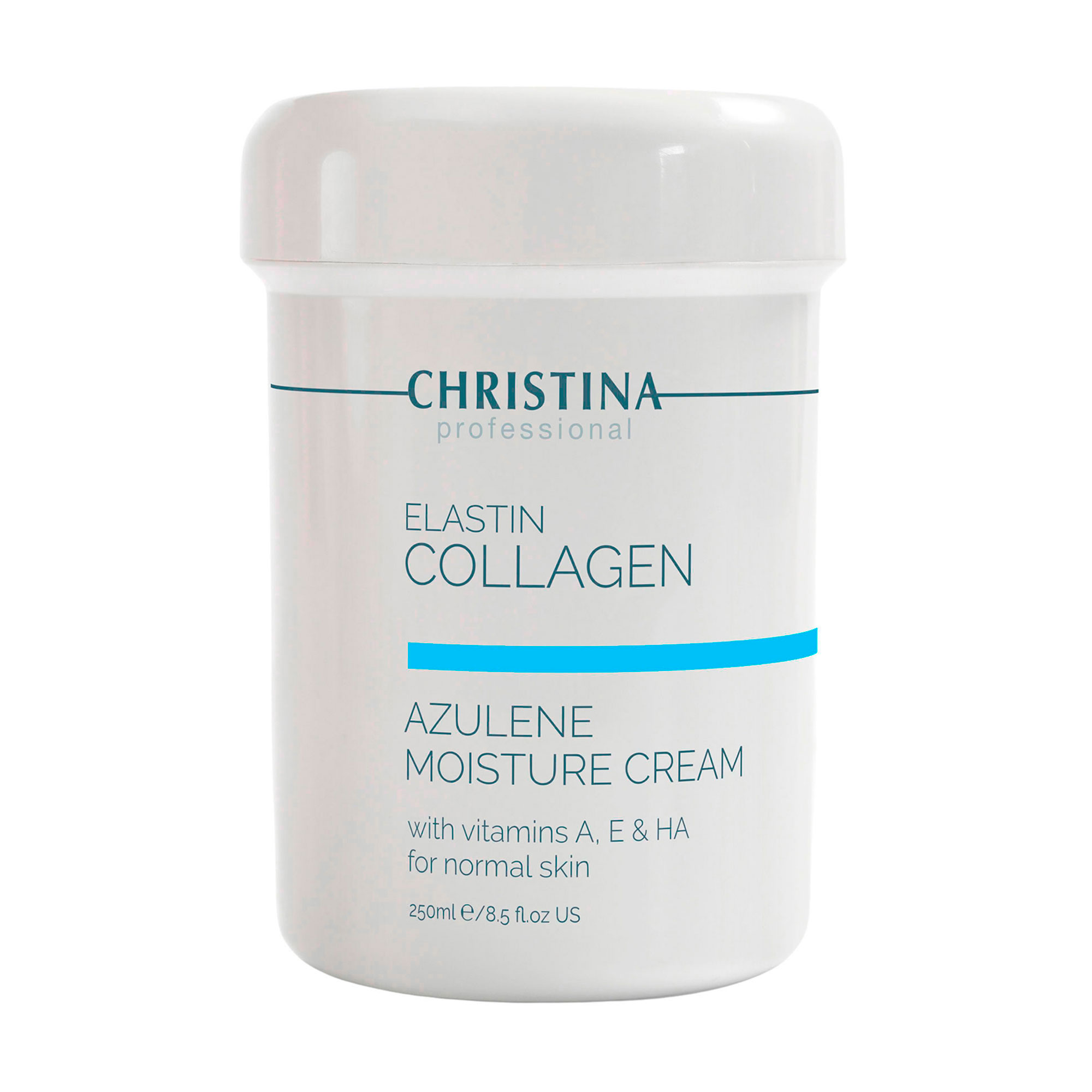 Зволожувальний крем для обличчя Christina Elastin Collagen Azulene Moisture Cream with Vitamins A, E &amp; HA, для нормальної шкіри, 250 мл